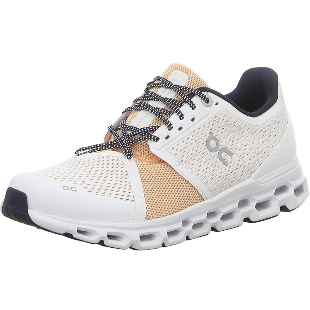 On cloud Running White and Tan Sneakers